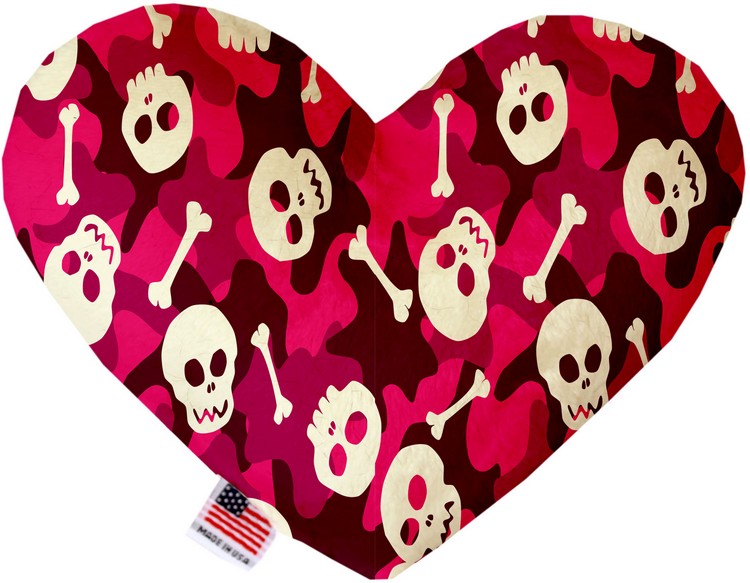 Pink Camo Skulls 6 Inch Heart Dog Toy